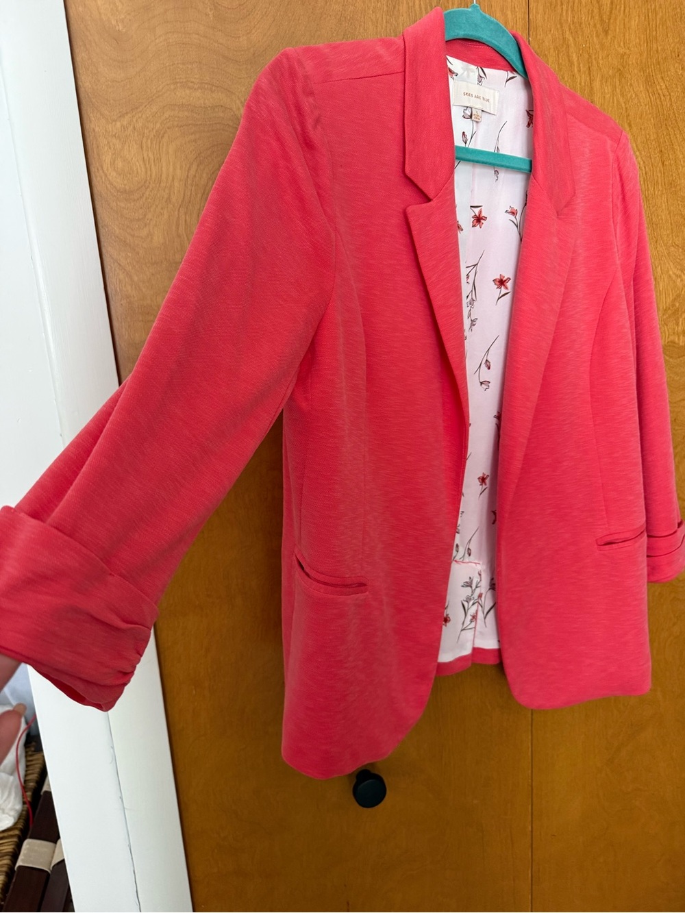 Skies Are Blue Coral-Blush Womens Blazer
